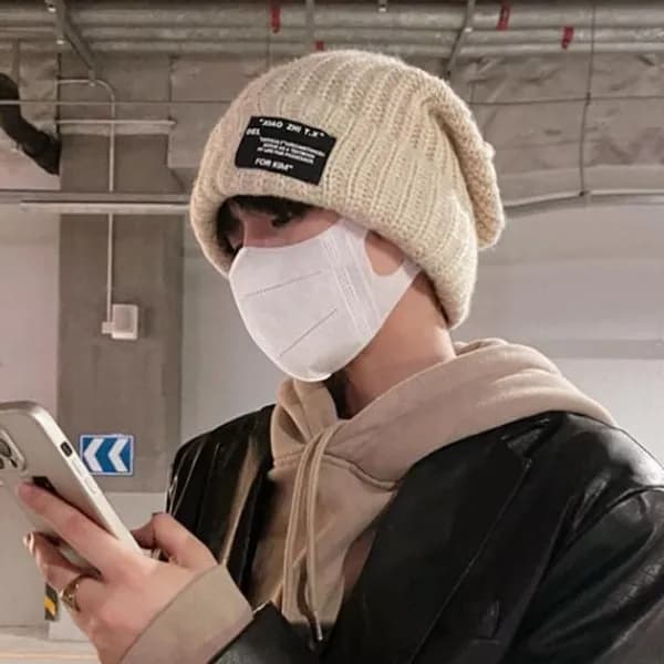 남녀공용 겨울 도톰 니트 비니 얼굴 작아보이는 모자, 브라운