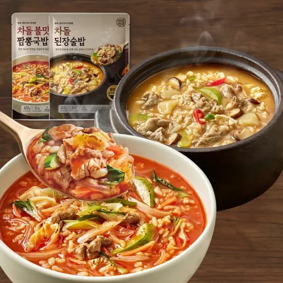 자연별곡 국밥, 차돌된장술밥 2개 + 차돌짬뽕국밥 2개, 4인분, 840g, 1개