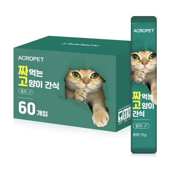 아크로펫 짜먹는 고양이 간식 츄르, 참치, 15g, 60개입, 1개