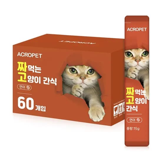 아크로펫 짜먹는 고양이 간식 츄르, 연어, 15g, 60개입, 1개