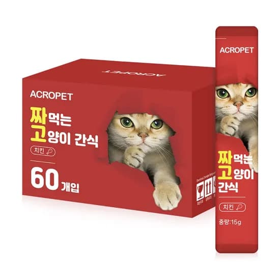 아크로펫 짜먹는 고양이 간식 츄르, 치킨, 15g, 60개입, 1개