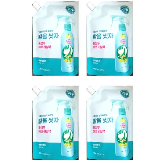 온더바디 코튼풋 발을씻자 풋샴푸 리필, 레몬, 500ml, 4개