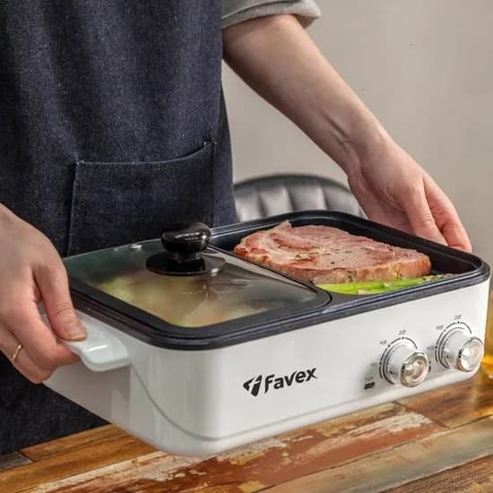파벡스 2IN1 반반 전기그릴, FX-202HG, 화이트, 1개