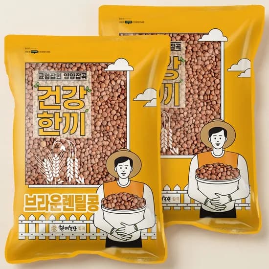 한끼농산 브라운렌틸콩 2kg 2개