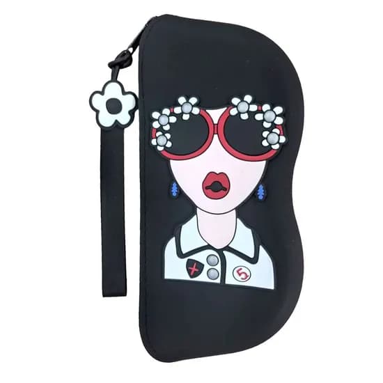 선우 입체 소프트 실리콘 안경케이스, C타입, 블랙, 1개
