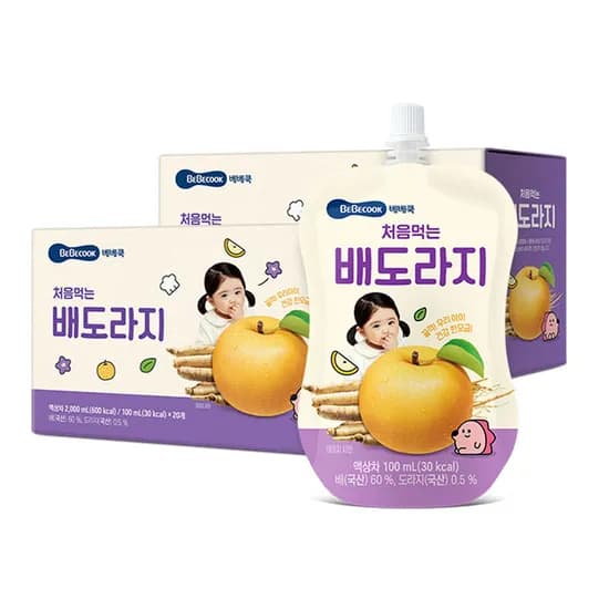 베베쿡 처음 먹는 배도라지 유아 음료, 배도라지, 100ml, 20개