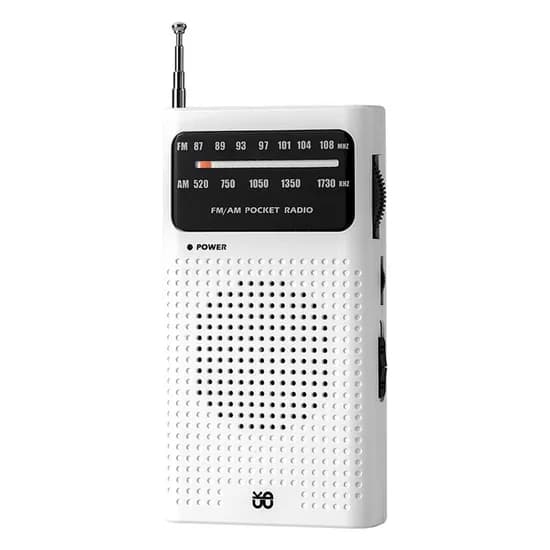 휴대용 고감도 FM/AM 라디오, W908, DSP칩, 초경량, 포켓사이즈, 재난 비상용, 화이트, 1개
