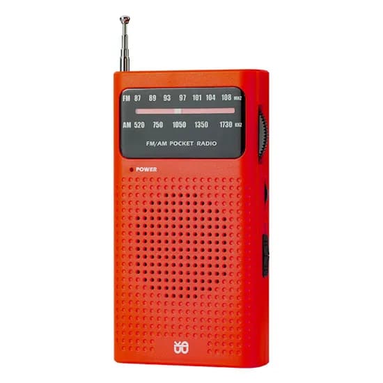 휴대용 고감도 FM/AM 라디오, W908, DSP칩, 초경량, 포켓사이즈, 재난 비상용, 레드, 1개