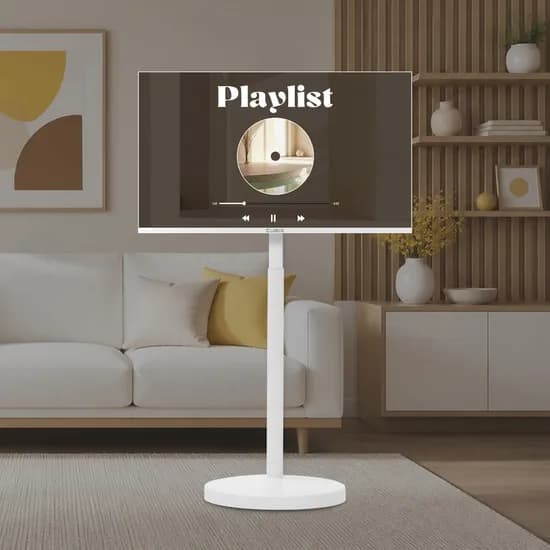 큐빅스전자 무빙큐빅스 유무선 삼탠바이미 프리미엄 Air FHD QLED 화이트에디션 이동식 스마트 TV 셋트, 81cm, 스탠드형, 고객직접설치