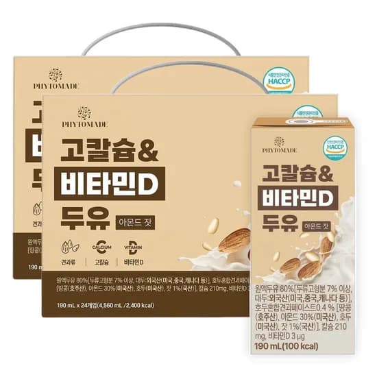 파이토메이드 고칼슘&비타민D 두유 아몬드잣 190ml 48개
