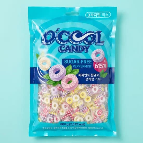 오쿨캔디 무설탕 스트로베리민트 파인애플민트 그레이프민트 800g 1개
