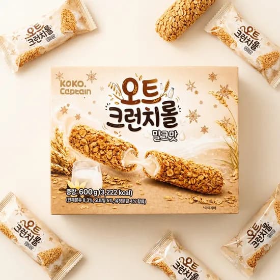 캡틴 오트 크런치롤 밀크맛 600g 약 50봉지입 1개