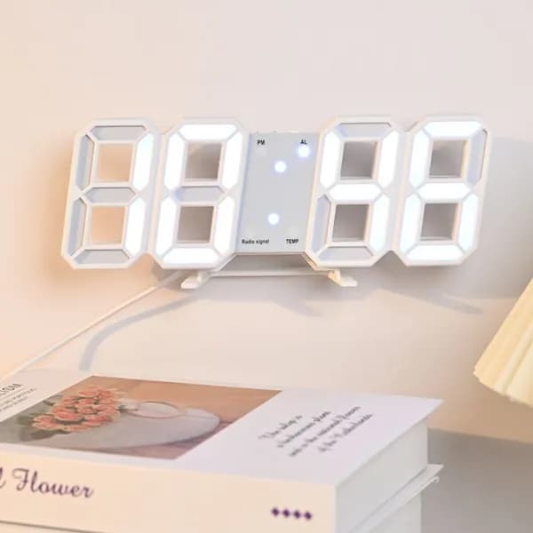 LED 3D 입체 디스플레이 대형 숫자 탁상 시계, 1개