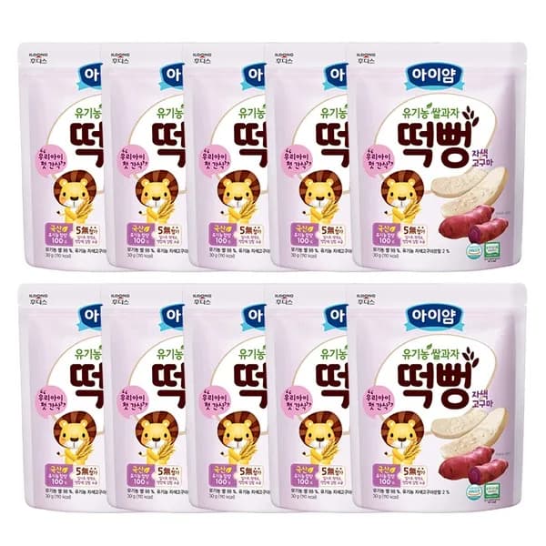 일동후디스 아이얌 유기농 쌀과자 떡뻥 자색고구마 30g 10개
