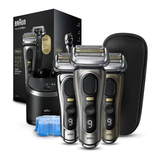 브라운 전기면도기 시리즈9 PRO PLUS, 9F19, 샴페인골드, 세척충전스테이션 포함, 1세트