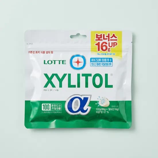 롯데 자일리톨 껌 알파 오리지날 리필 102g 1개