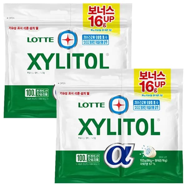 롯데제과 자일리톨 알파 오리지널 리필 102g 2개 10,200원