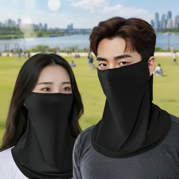 아쿠아 마스크 쿨토시 자외선차단 얼굴 햇빛 가리개 워머 블랙 FREE 2개