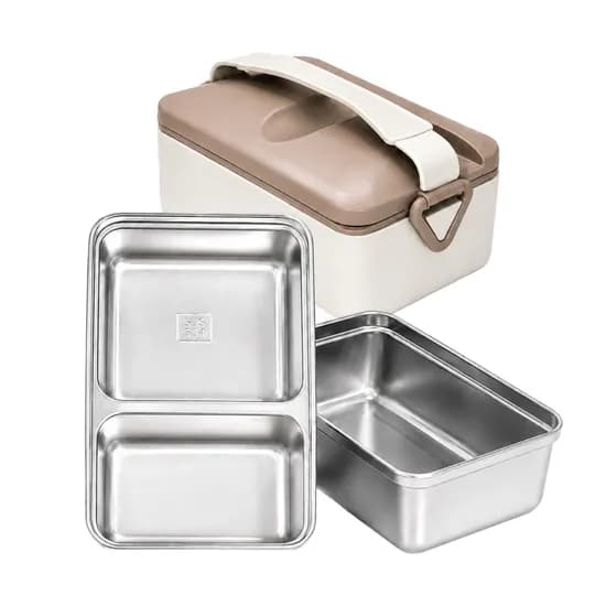 런치버스 1단 스텐 커스텀 도시락통 아이보리 18x12x8.5cm 900ml 1개