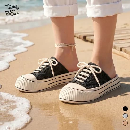 TR테디베어 데일리 펀칭 스니커즈 뮬, 블랙, 245mm, 1개