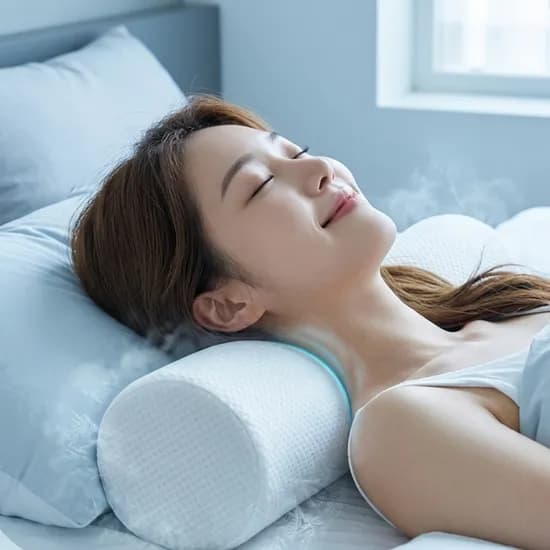3D 냉감 경추 원형 베개, 화이트, 50cm, 1개