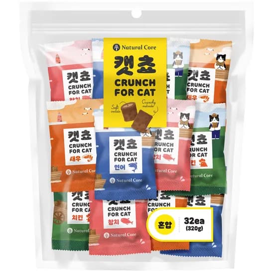 네츄럴코어,고양이 스낵 캣쵸,작은입자,4종혼합셋트,320g,1개