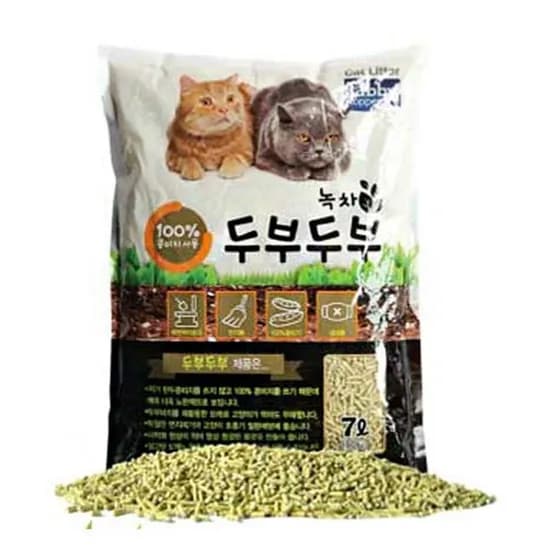 변기에 버리는 모래 고양이 타비 두부두부 모래 콩비지 녹차, 7L