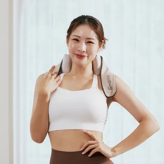굿핏 어깨 마사지기, GOOD-M5, 온열, 무선, 베이지, 1개