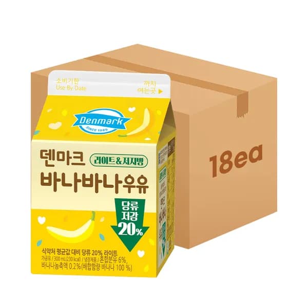 동원 덴마크 바나바나 저지방 우유 300ml 18개