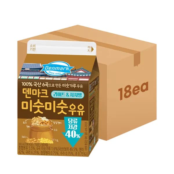 동원 덴마크 미숫미숫 저지방 우유 300ml 18개