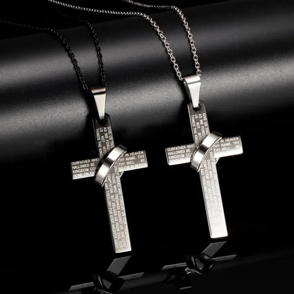 레터링 십자가 크로스 체인 목걸이 실버 1개