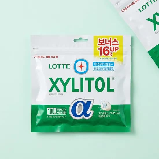 롯데제과 자일리톨 알파 오리지널 리필 102g 2개