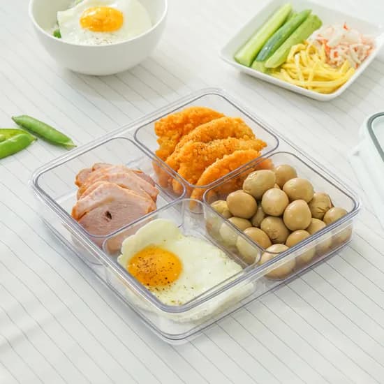 스카이락 점보1호 나눔반찬통4칸, 그레이, 1700ml, 1개