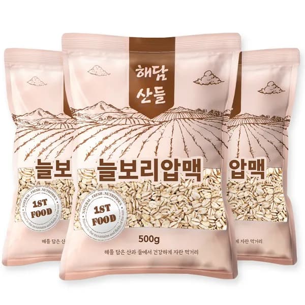 해담손들 국내산 늘보리 압맥 납작 보리쌀 500g 3봉