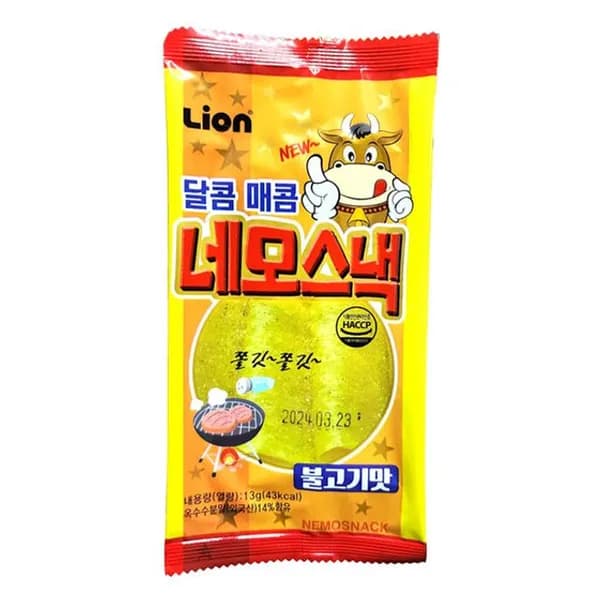 라이온제과 네모스낵 불고기맛 13g 10개