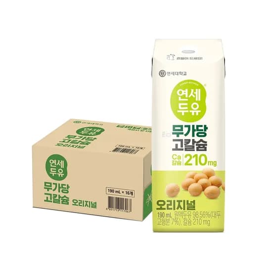 연세두유 무가당 고칼슘 두유 오리지널 190ml 16개
