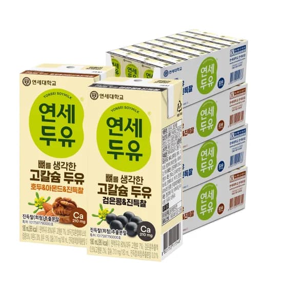연세두유 진득찰, 검은콩 180ml 48팩 + 호두 아몬드 180ml 48팩, 96팩