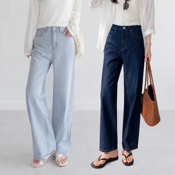 스티치 와이드 데님 팬츠 진청 170 S