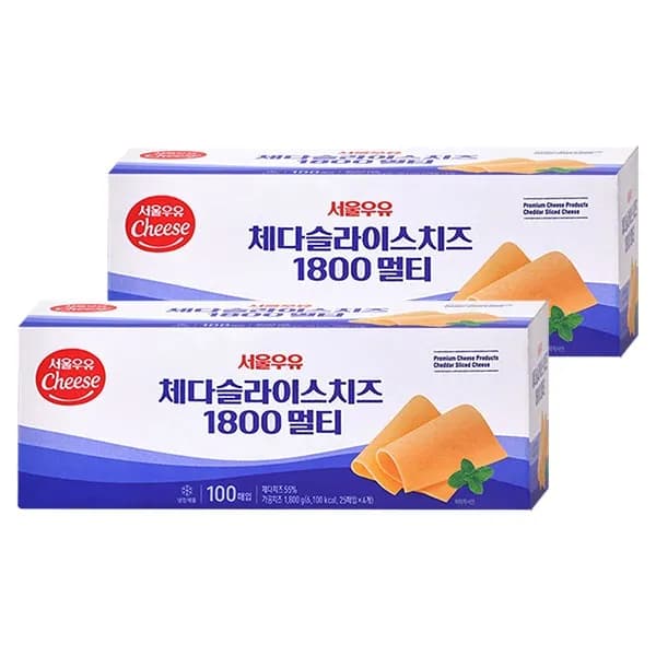 서울우유 체다슬라이스치즈 1800 멀티 18g 100매