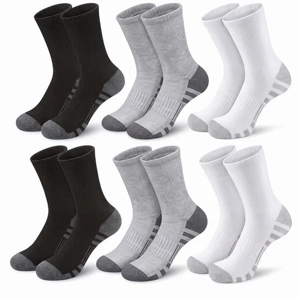 남녀공용 4계절 중목 스포츠 양말 블랙 3개 + 화이트 3개 + 그레이 3개 FREE(230mm-275mm) 1세트