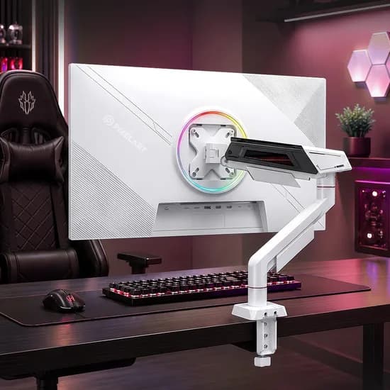 픽셀아트 스탠디아 GHX 고중량 게이밍 싱글 모니터암, 2-12kg, 17-40인치, 매트화이트, 1개