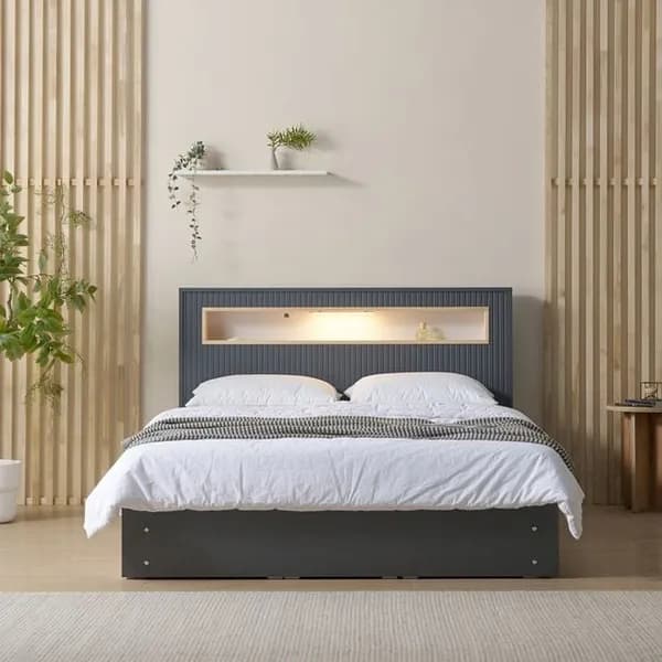 호텔식 LED 편백 수납침대 퀸 230 화이트 1개