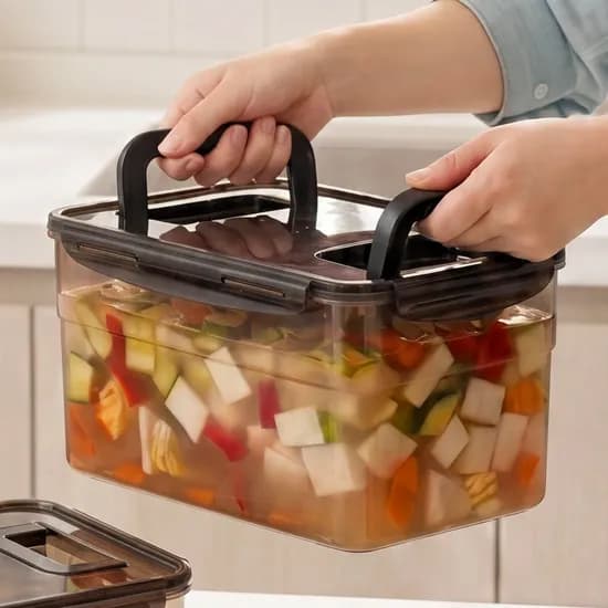 블랙 손잡이 김치통 밀폐용기, 6500ml, 1개
