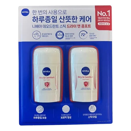 니베아 드라이 앤 컴포트 데오드란트 스틱, 100ml, 1개