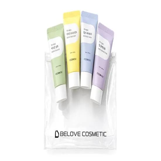 푸드어홀릭 여행용 어매니티 4종 세트, 50ml x 4 + 파우치