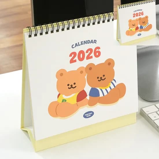 핑크풋 댄싱베어 2026 탁상 달력 1개