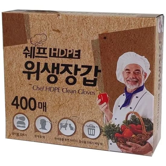 비닐 주방 일회용 장갑 다용도 쉐프 위생장갑, 400매, 1개