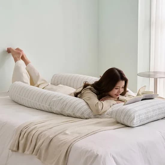 린넨엔어너더 포근 U자형 바디필로우, 솔리드아이보리