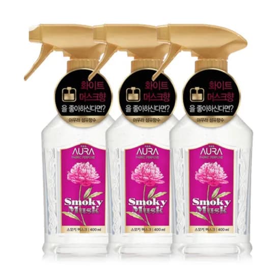 아우라 섬유향수 스모키머스크 400ml 3개