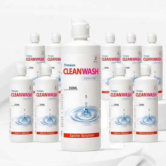 케이앤제이씨 클린워시 생리식염수 드림렌즈 세척 하드렌즈 보존액 350ml 10개